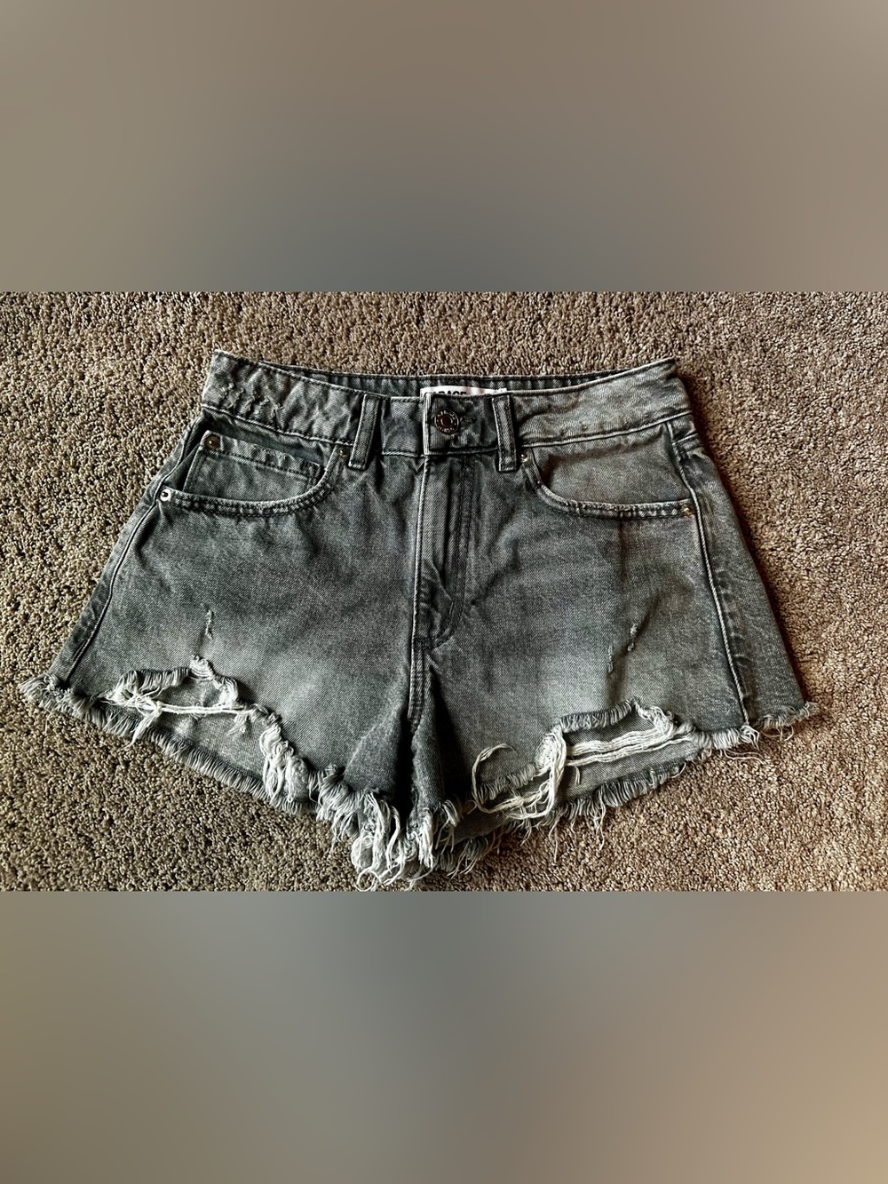 Garage Denim Gray Distressed Cutoff Festival Shorts Size 01 25